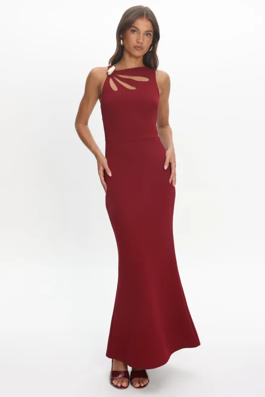 Antwerp Cut-Out Bust Maxi Dress Plum made by Selfie Leslie