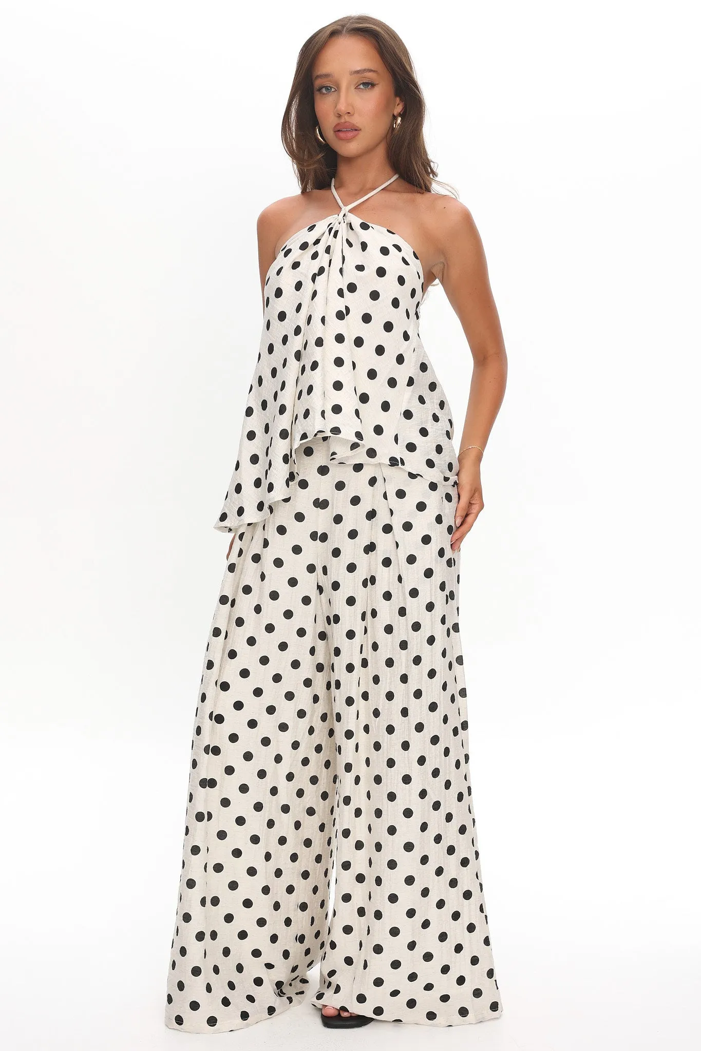 Galentines Wide Leg Pants Polka Dot Ivory sold by Selfie Leslie product image thumbnail 5