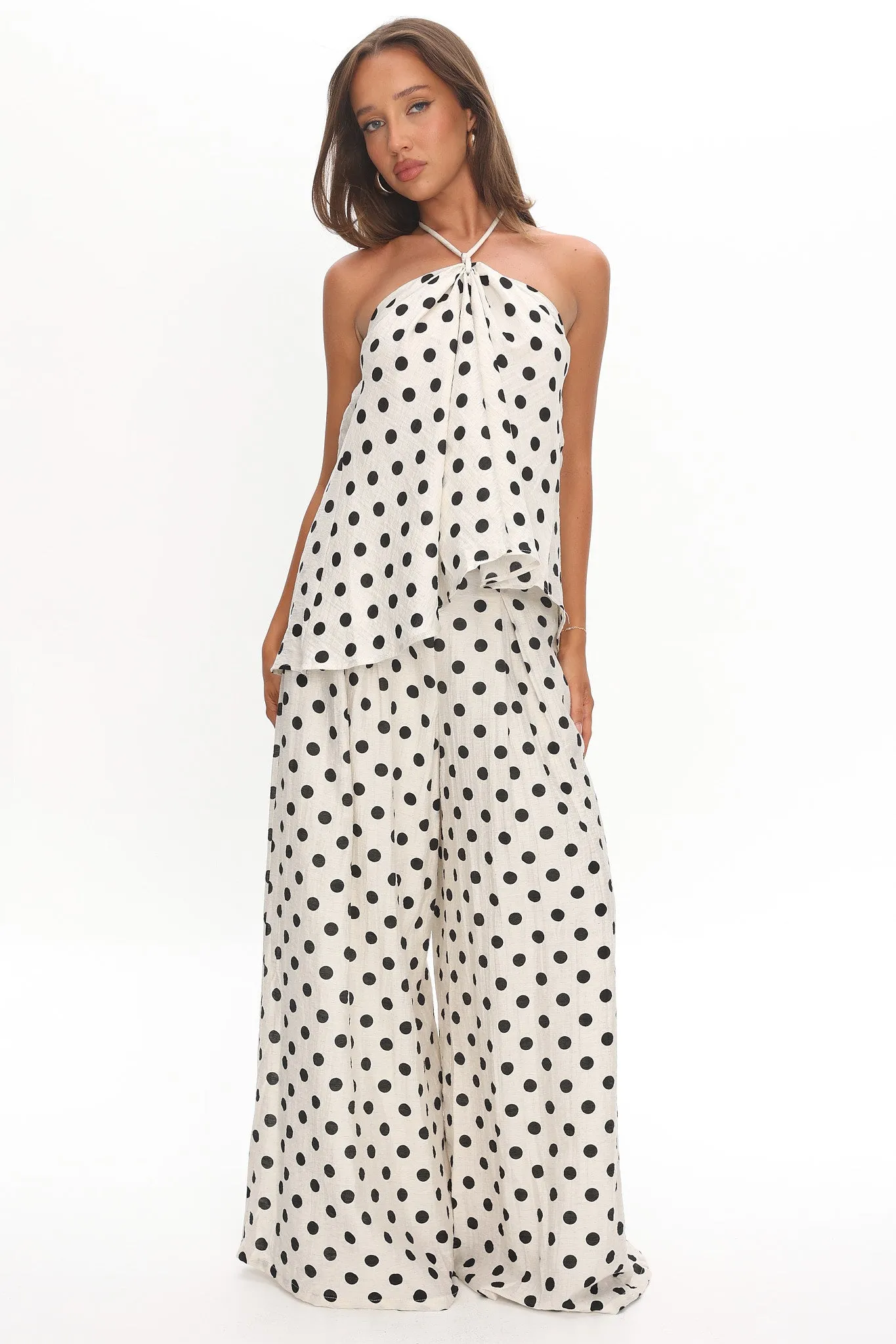 Galentines Wide Leg Pants Polka Dot Ivory sold by Selfie Leslie product image thumbnail 4