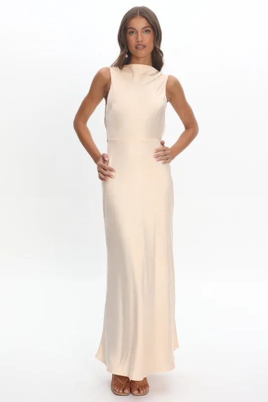 Effie Cowl Back Maxi Dress Cream made by Selfie Leslie
