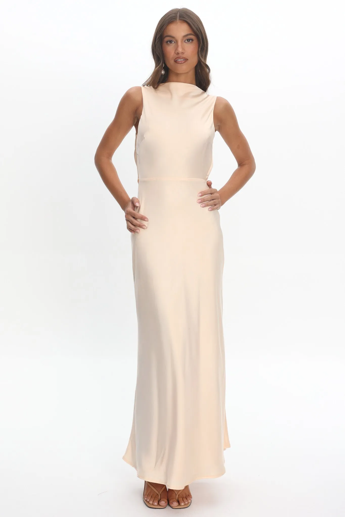 Effie Cowl Back Maxi Dress Cream sold by Selfie Leslie