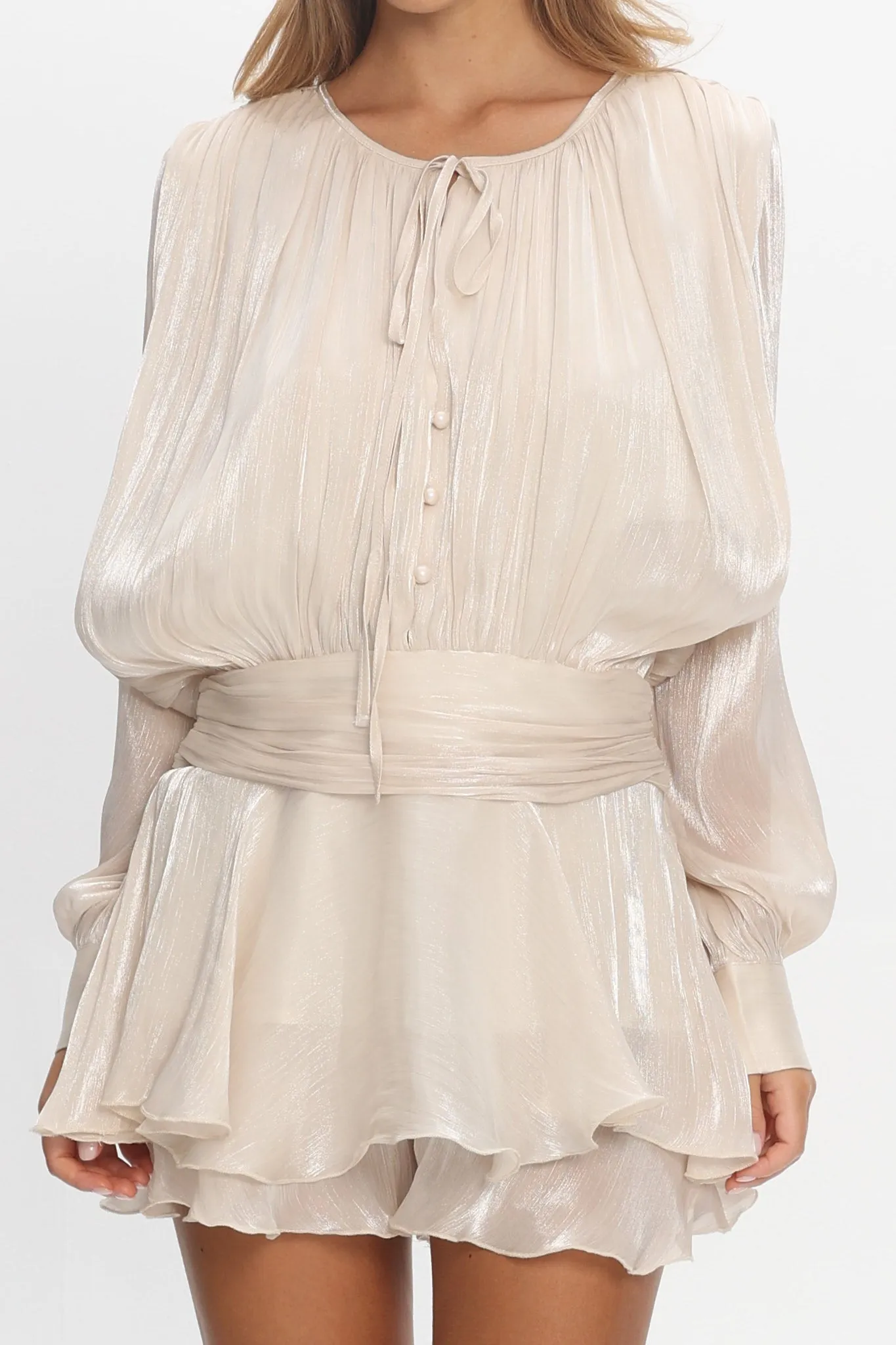 Fontaine Long Sleeve Layered Romper Oyster sold by Selfie Leslie product image thumbnail 4