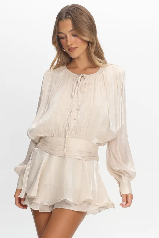 Fontaine Long Sleeve Layered Romper Oyster made by Selfie Leslie