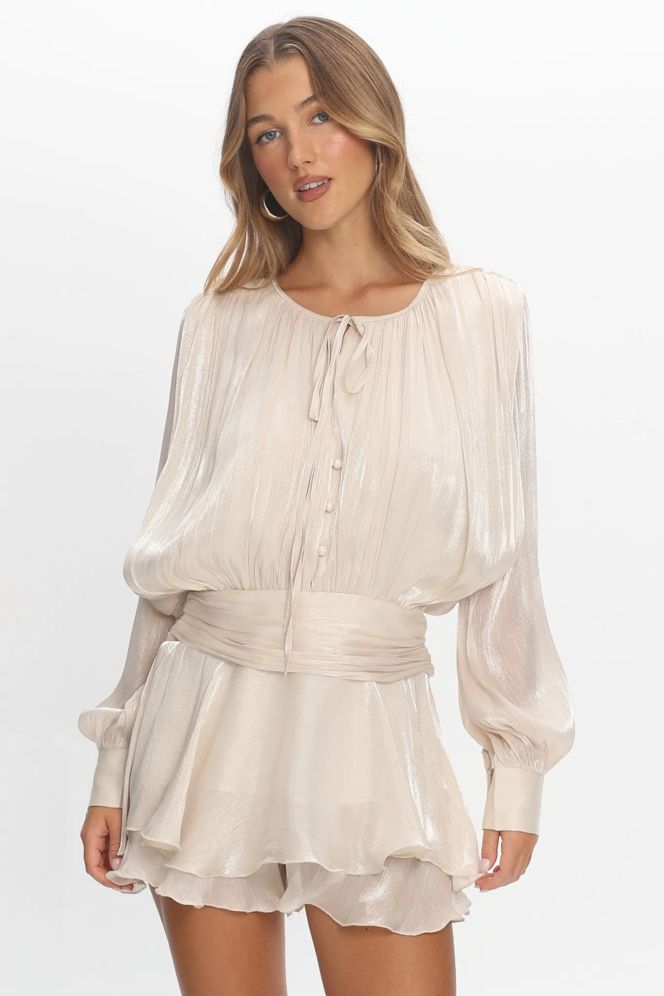 Fontaine Long Sleeve Layered Romper Oyster sold by Selfie Leslie product image thumbnail 5