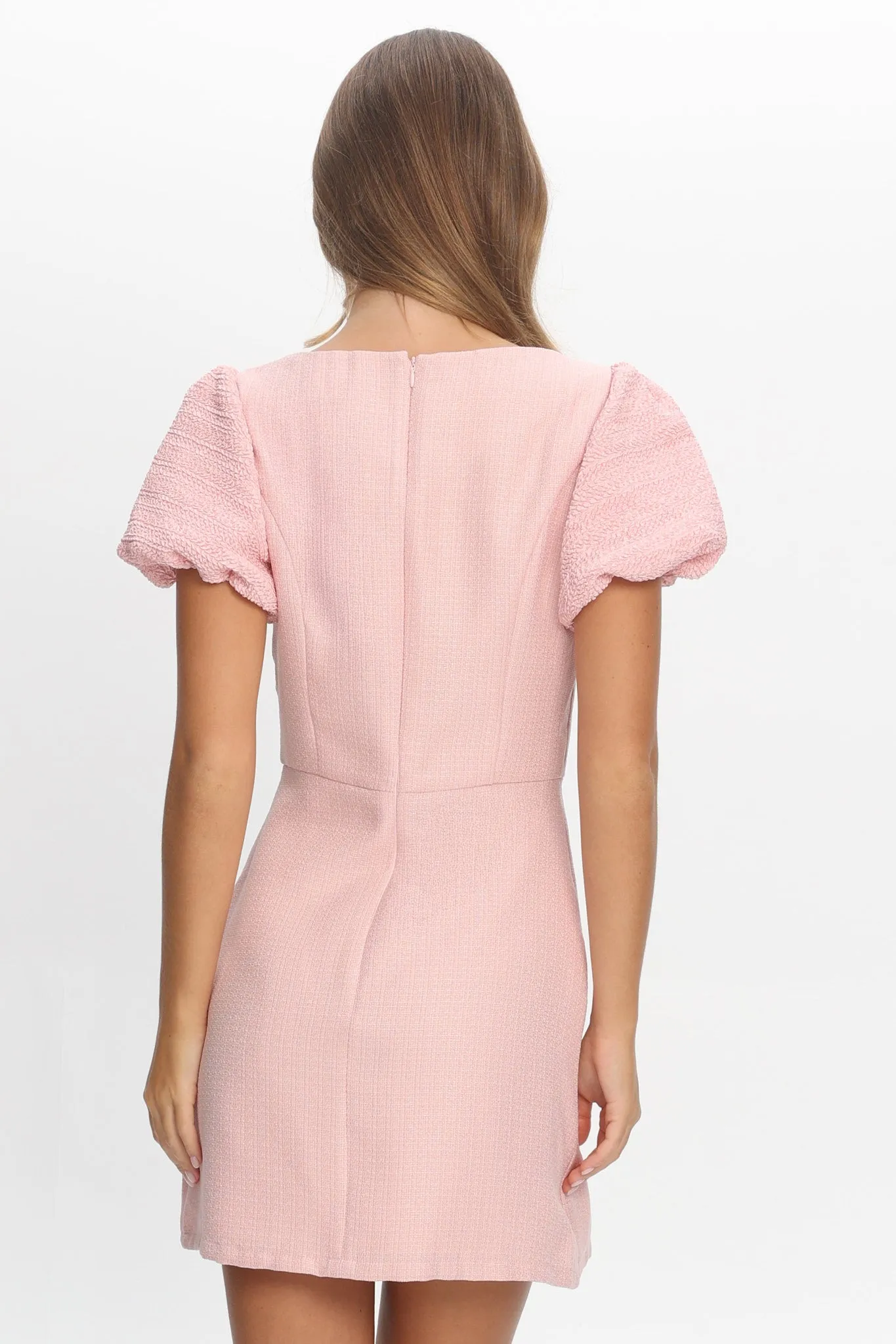 Overheard Puff Sleeve Mini Dress Pink sold by Selfie Leslie product image thumbnail 3