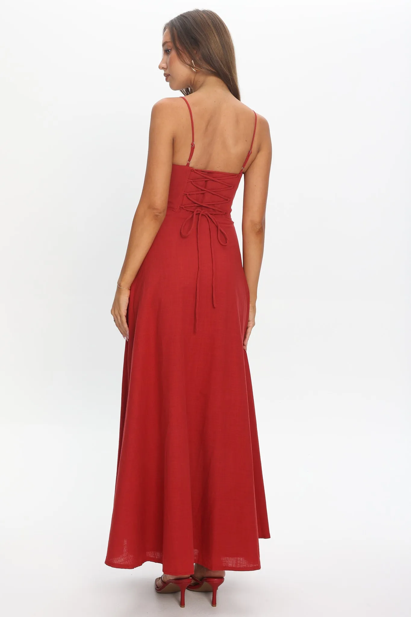 Tifanni Gathered Bust Maxi Dress Red sold by Selfie Leslie product image thumbnail 3