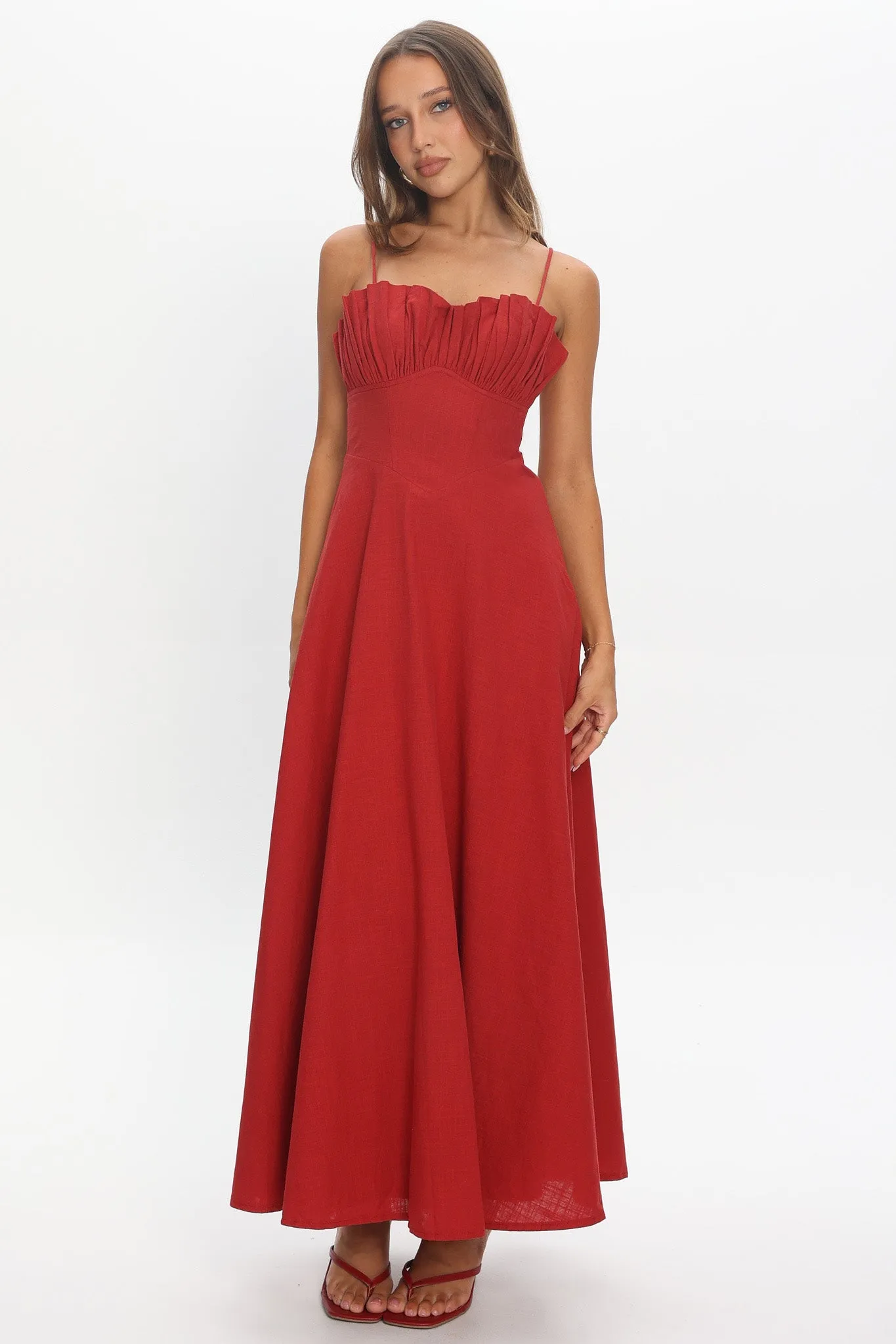 Tifanni Gathered Bust Maxi Dress Red sold by Selfie Leslie product image thumbnail 5