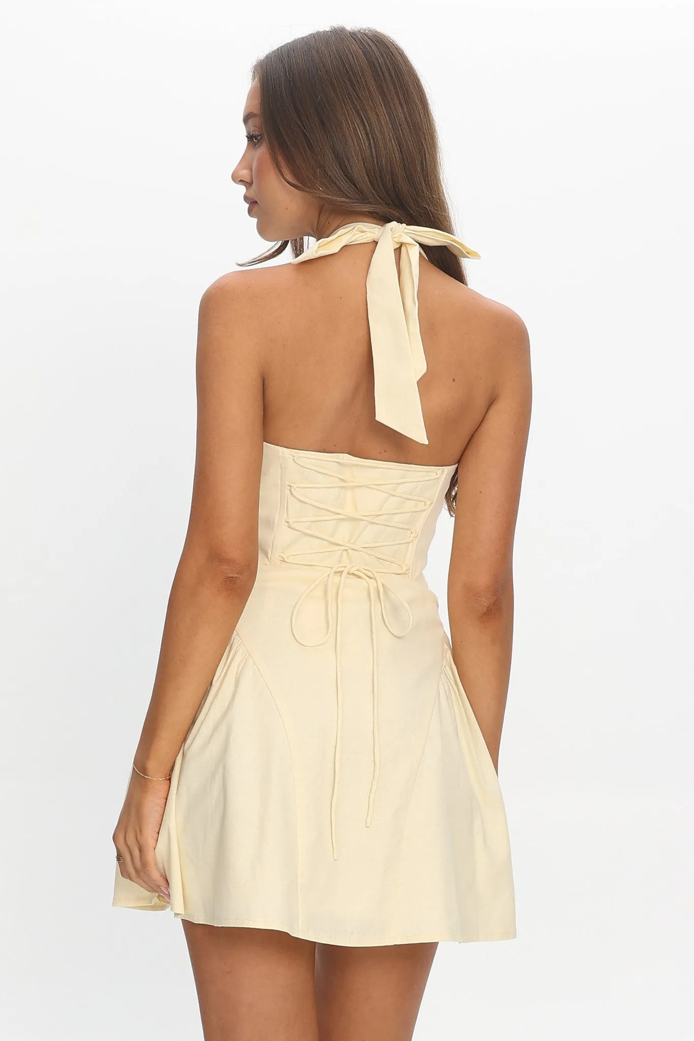 Tifanni Lace-Up Back Mini Dress Yellow sold by Selfie Leslie product image thumbnail 3