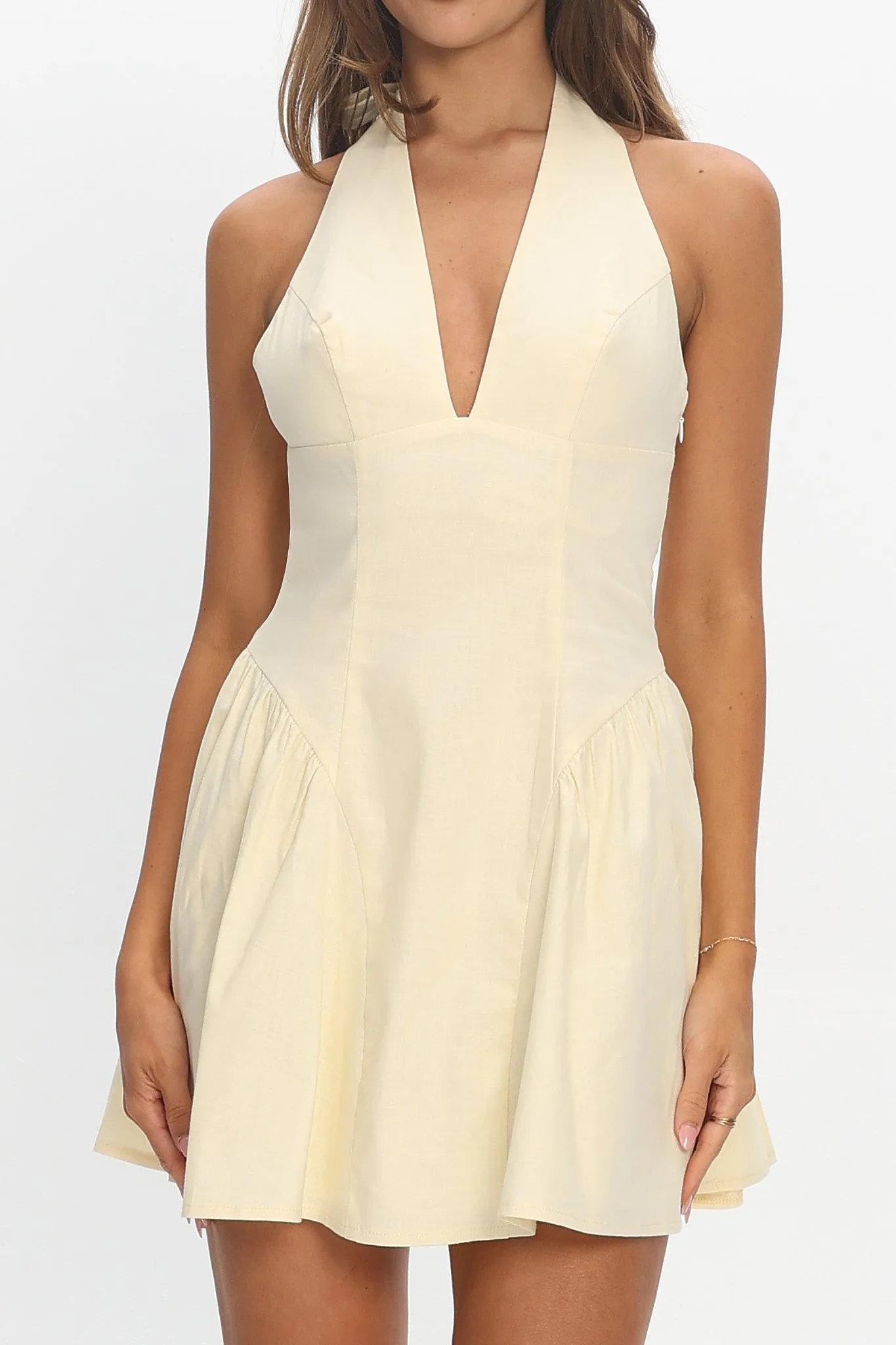 Tifanni Lace-Up Back Mini Dress Yellow sold by Selfie Leslie product image thumbnail 4