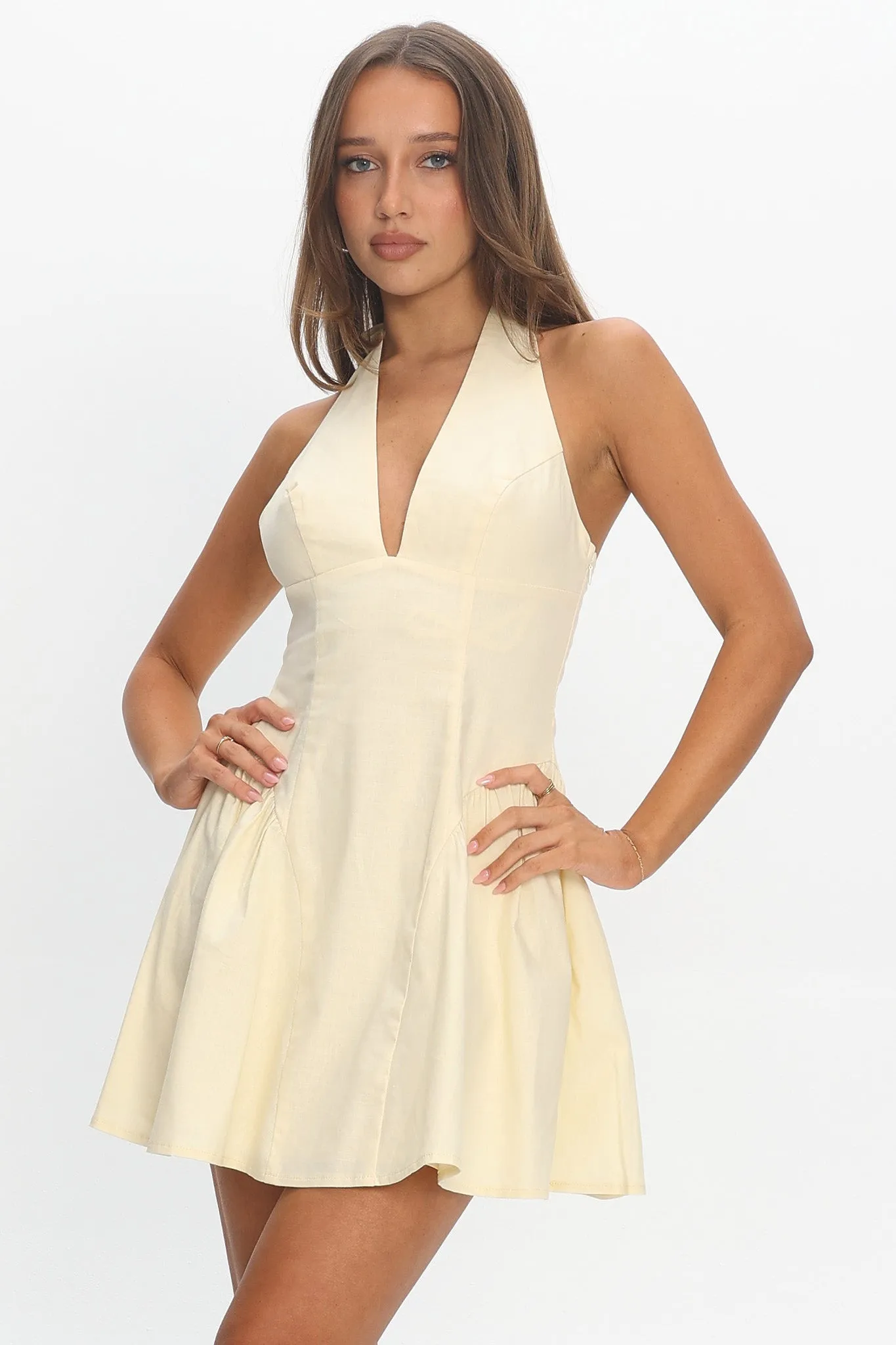 Tifanni Lace-Up Back Mini Dress Yellow sold by Selfie Leslie product image thumbnail 5