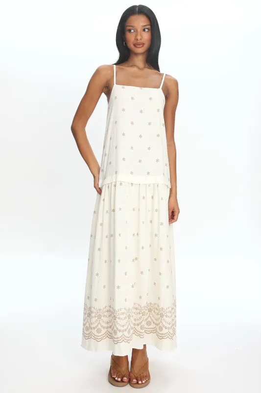 Adella Drop Waist Maxi Dress Beige made by Selfie Leslie