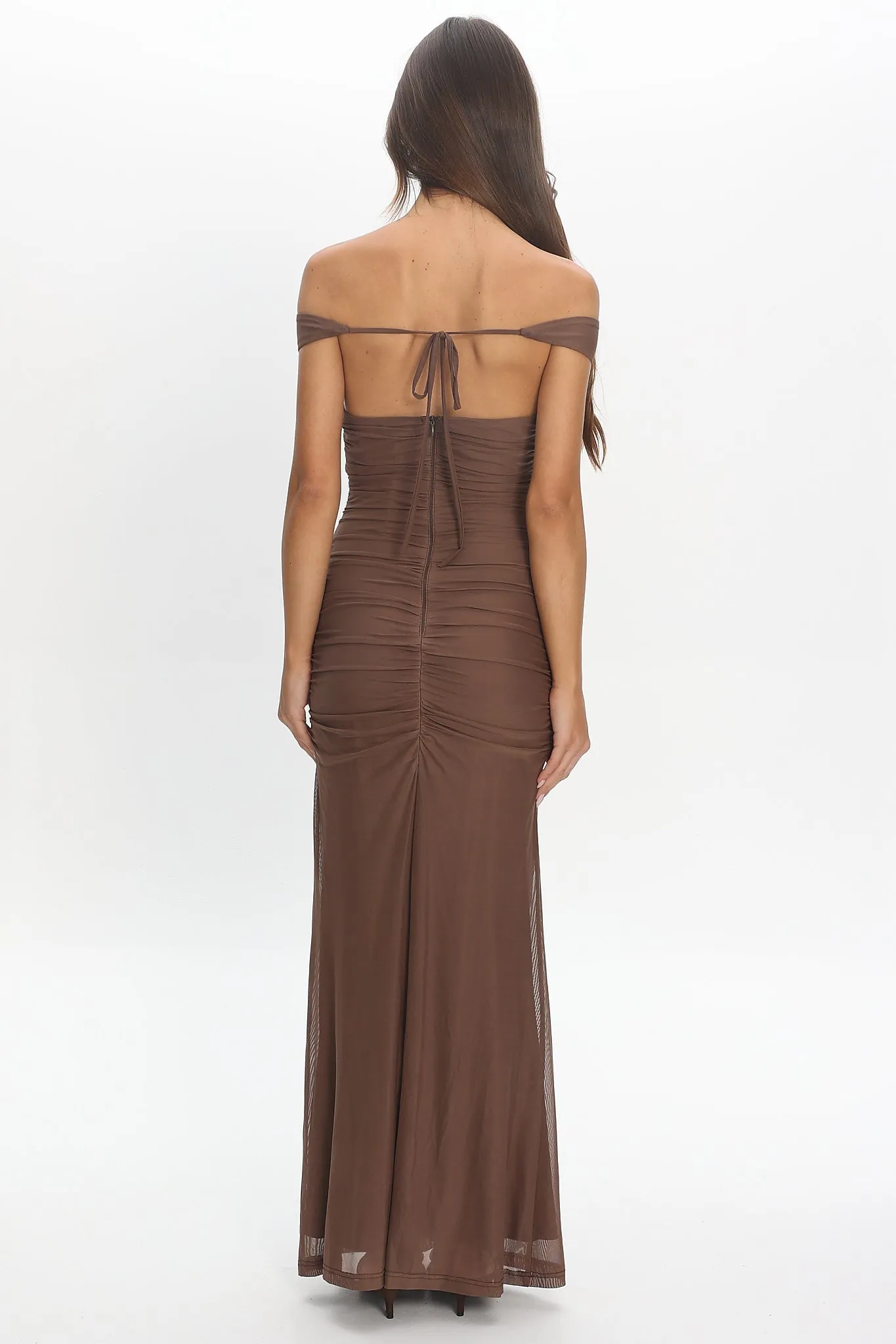 Luli Boat Neck Sash Maxi Dress Cocoa sold by Selfie Leslie product image thumbnail 3