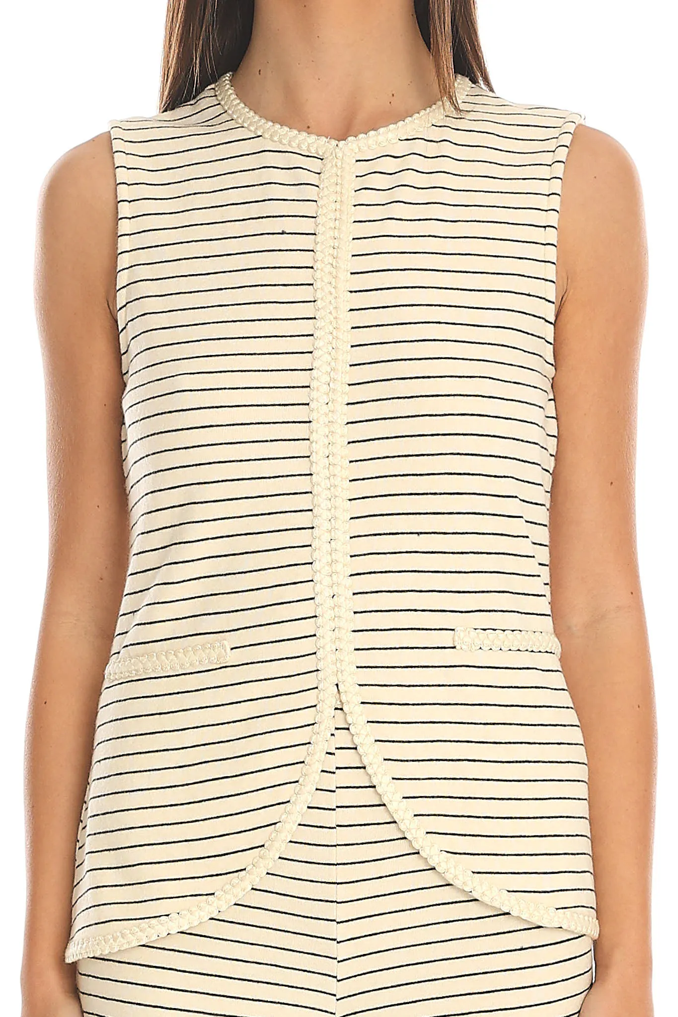 Halina Braid-Trim Striped Vest Top Beige sold by Selfie Leslie product image thumbnail 4