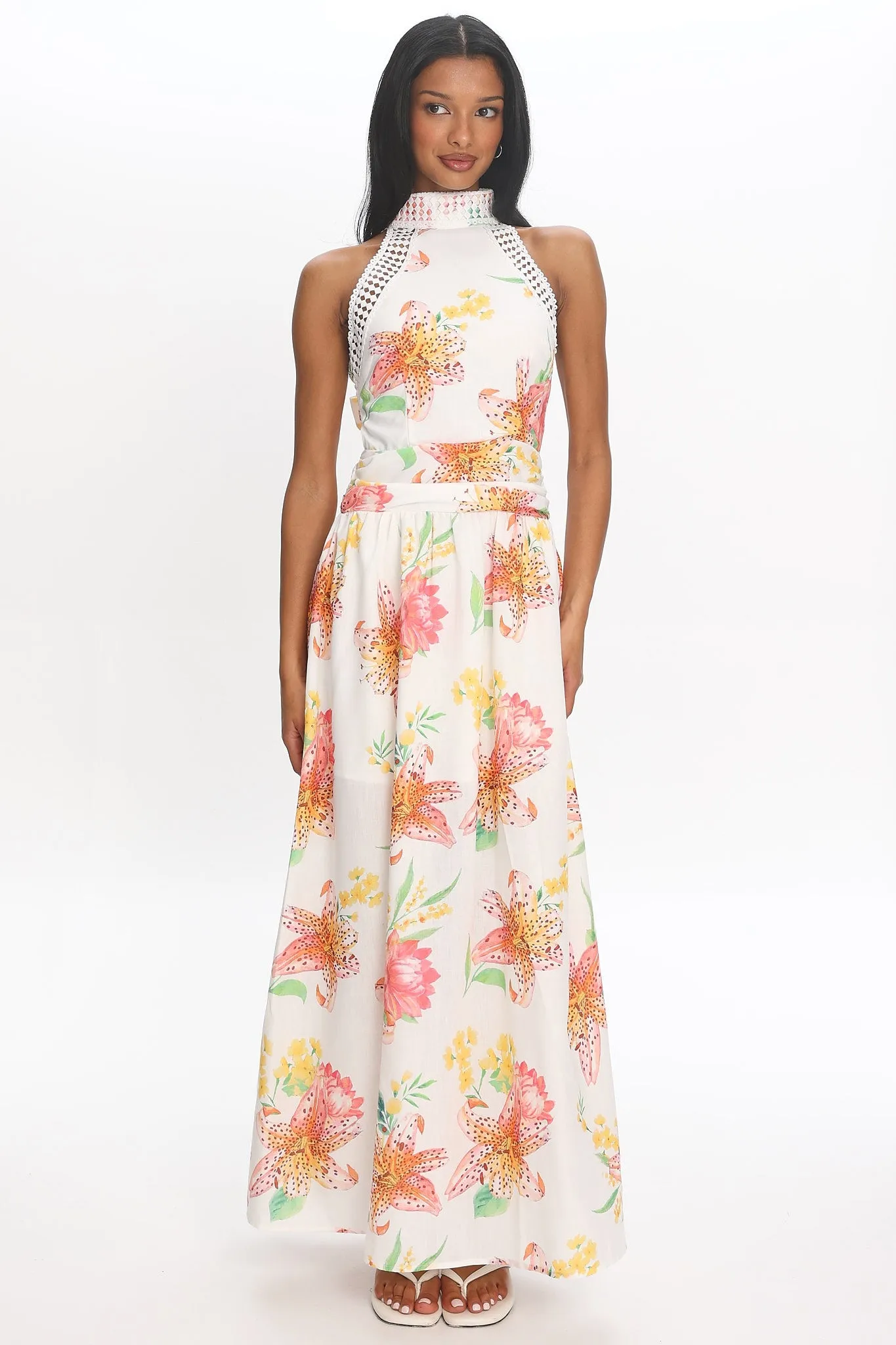 Capri Coast Floral Maxi Dress White sold by Selfie Leslie