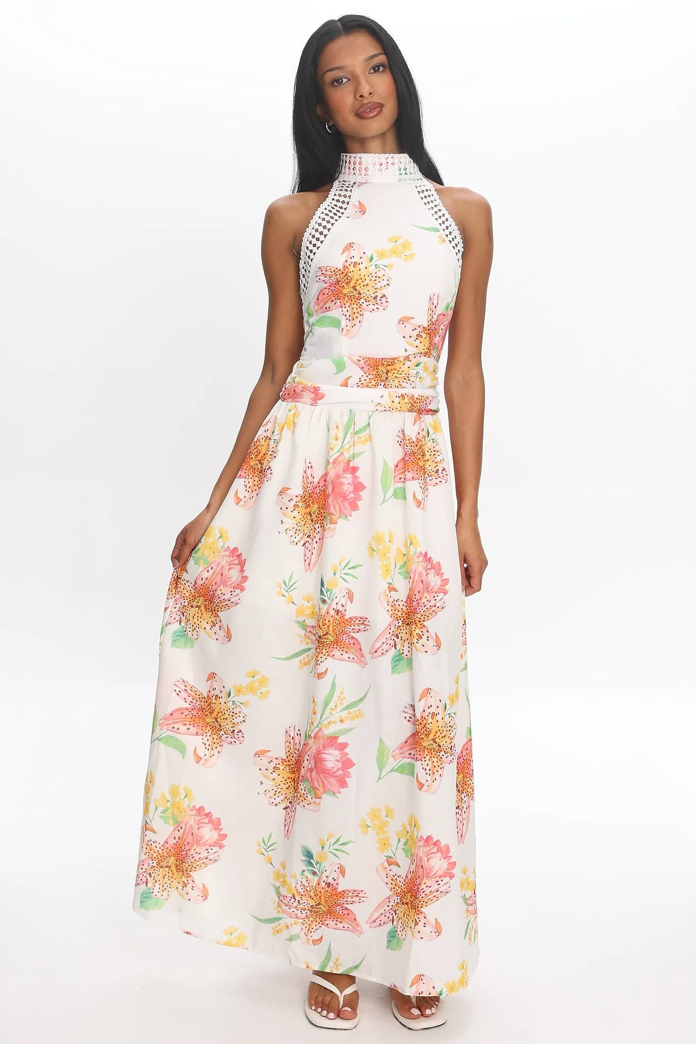 Capri Coast Floral Maxi Dress White sold by Selfie Leslie product image thumbnail 2