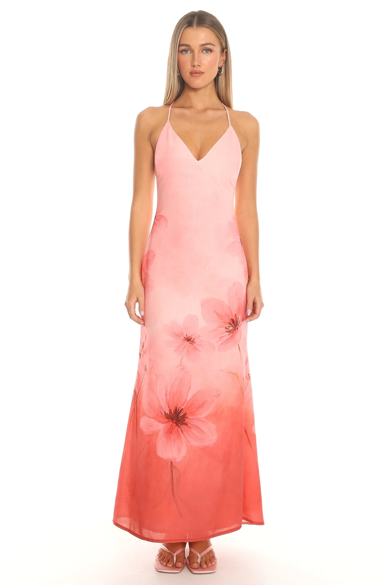 Mariella Ombre Floral Halter Maxi Dress - Pink sold by Selfie Leslie