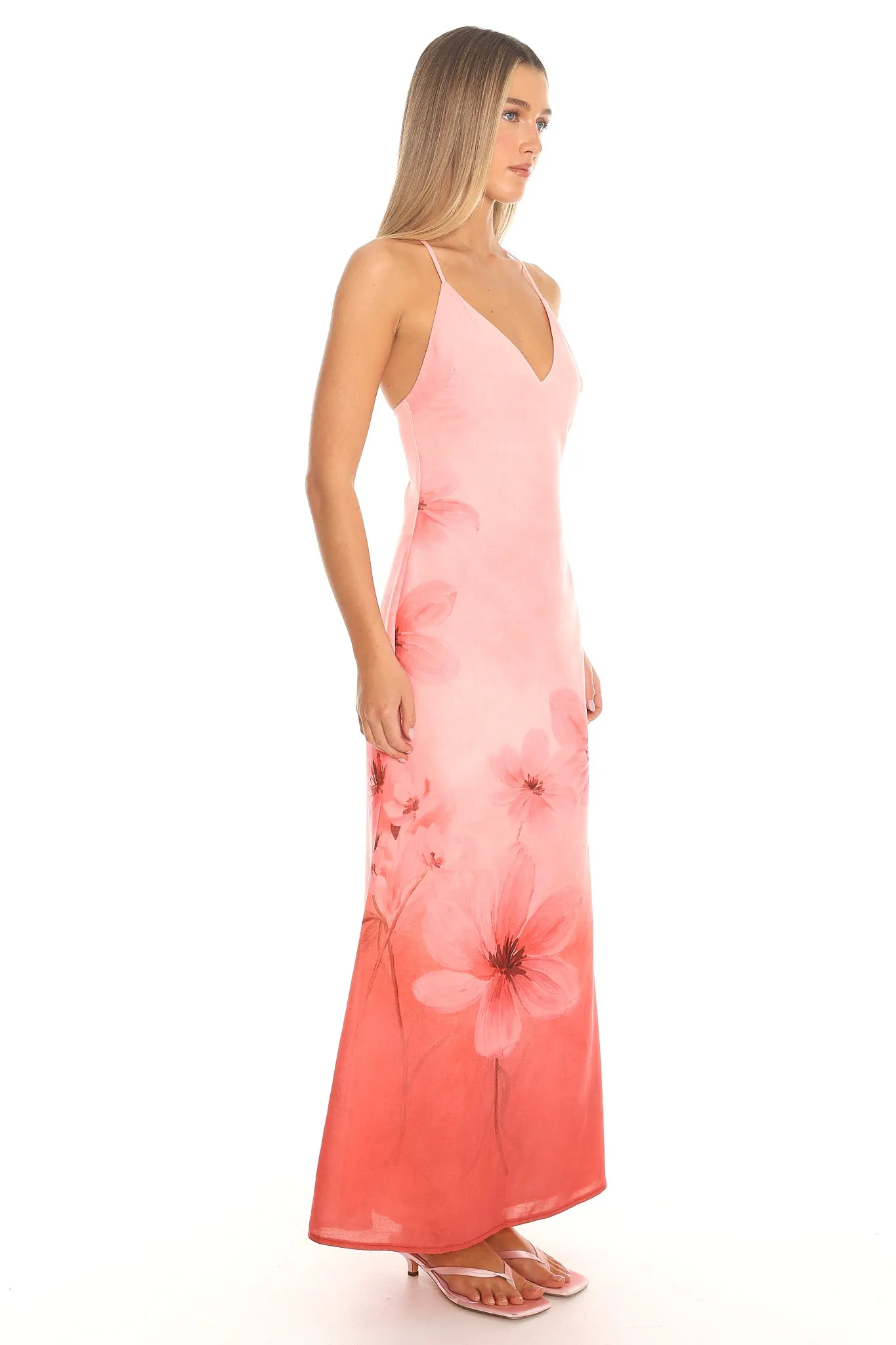 Mariella Ombre Floral Halter Maxi Dress - Pink sold by Selfie Leslie product image thumbnail 2