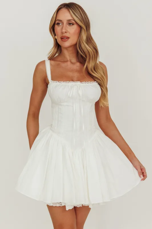 Jennie Corset Flared Mini Dress Off White sold by Selfie Leslie