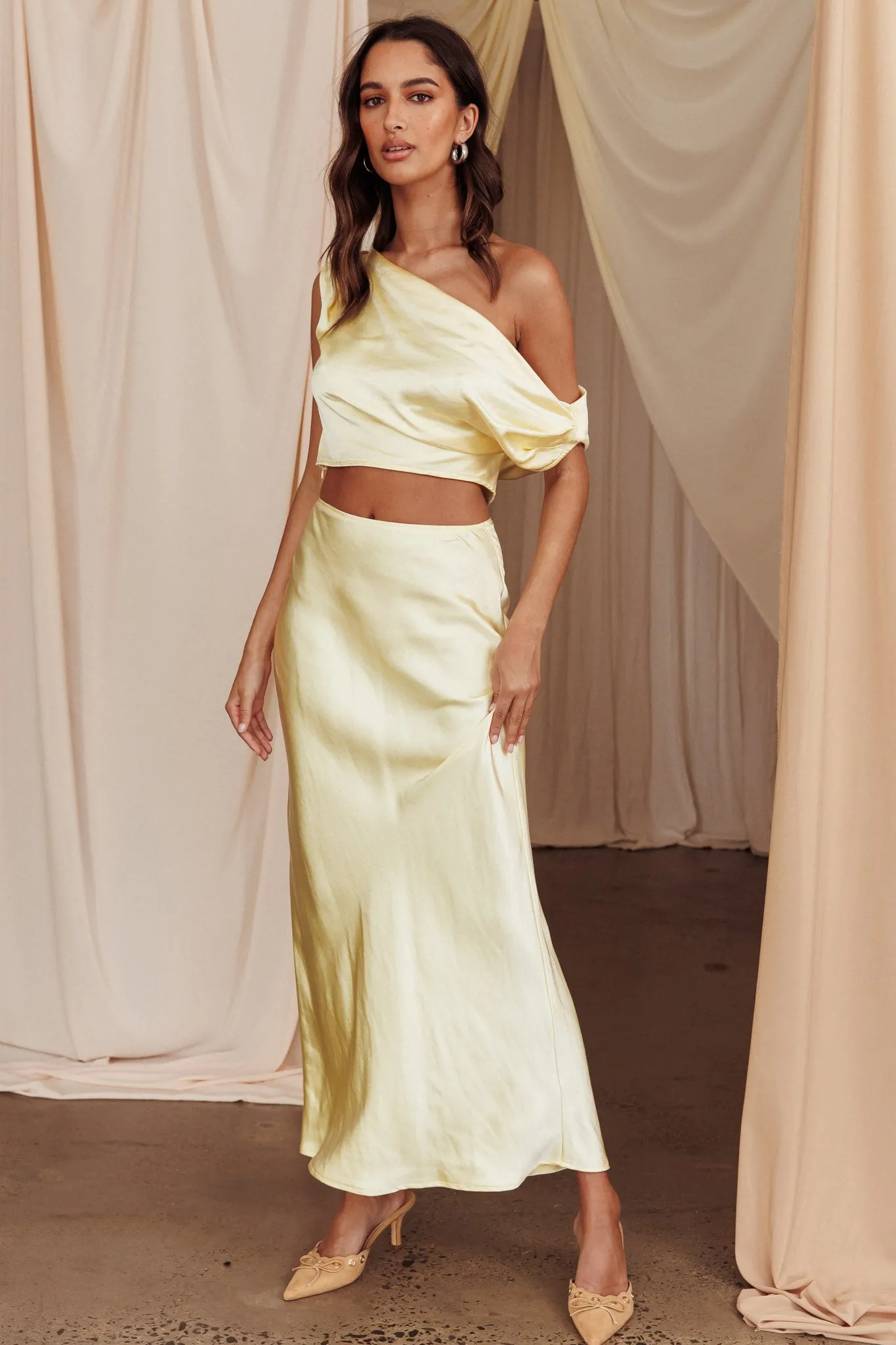 Alivya Satin Maxi Skirt Butter sold by Selfie Leslie product image thumbnail 3