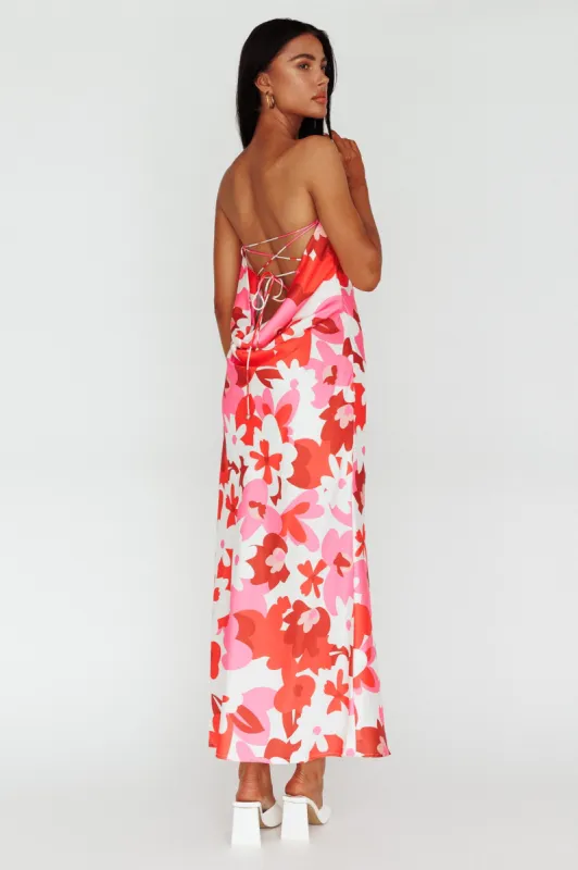 Latisha Strappy Cowl Back Midi Dress Floral Red sold by Selfie Leslie