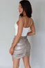 Grazie Ruched Sequin Mini Skirt Beige sold by Selfie Leslie