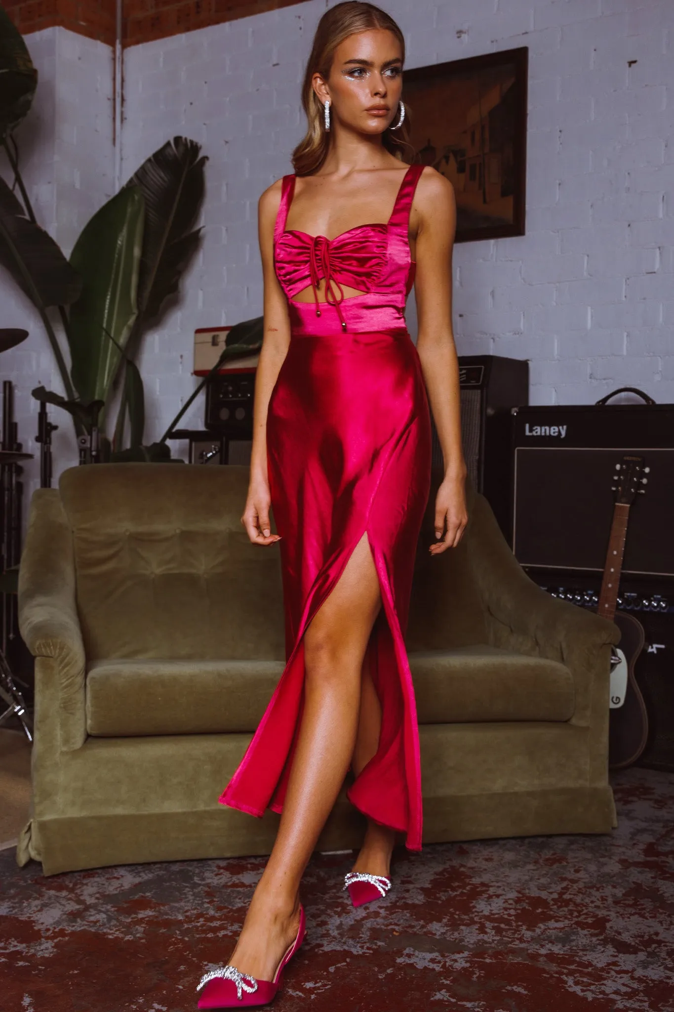 Belle Epoque Drawstring Bust Midi Dress Hot Pink sold by Selfie Leslie product image thumbnail 2