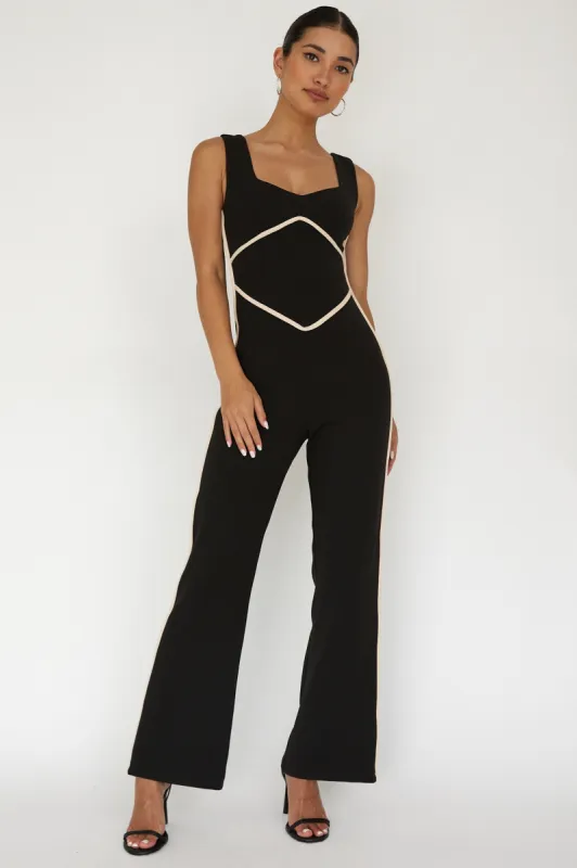 Shenae Piping Trim Jumpsuit Black sold by Selfie Leslie