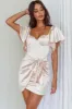 Aphrodite Molded Bust Angel Sleeve Wrap Dress Champagne sold by Selfie Leslie
