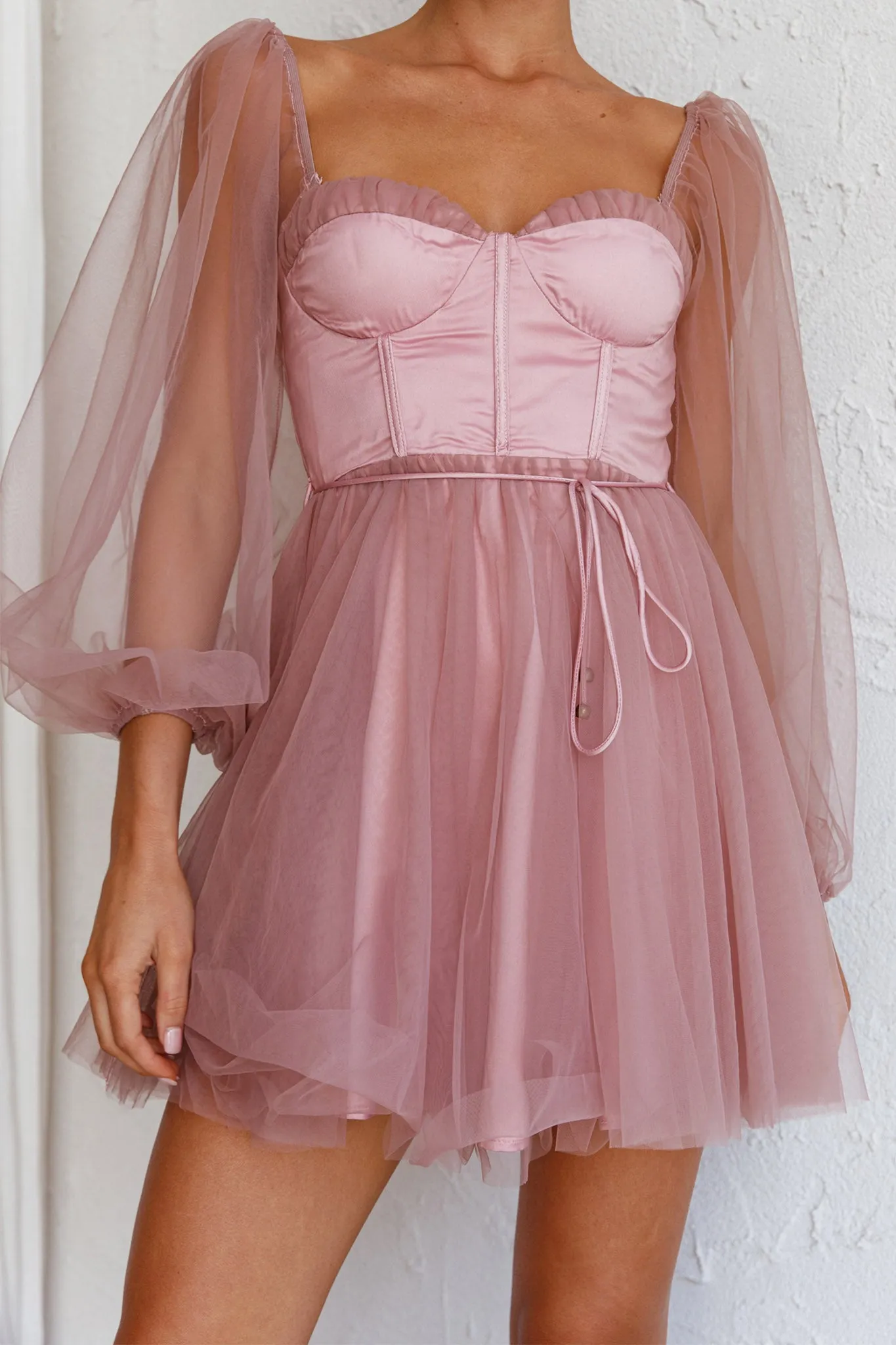 Fairytale Dream Sheer Sleeve Mini Dress Rose sold by Selfie Leslie product image thumbnail 4