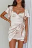 Aphrodite Molded Bust Angel Sleeve Wrap Dress Champagne sold by Selfie Leslie