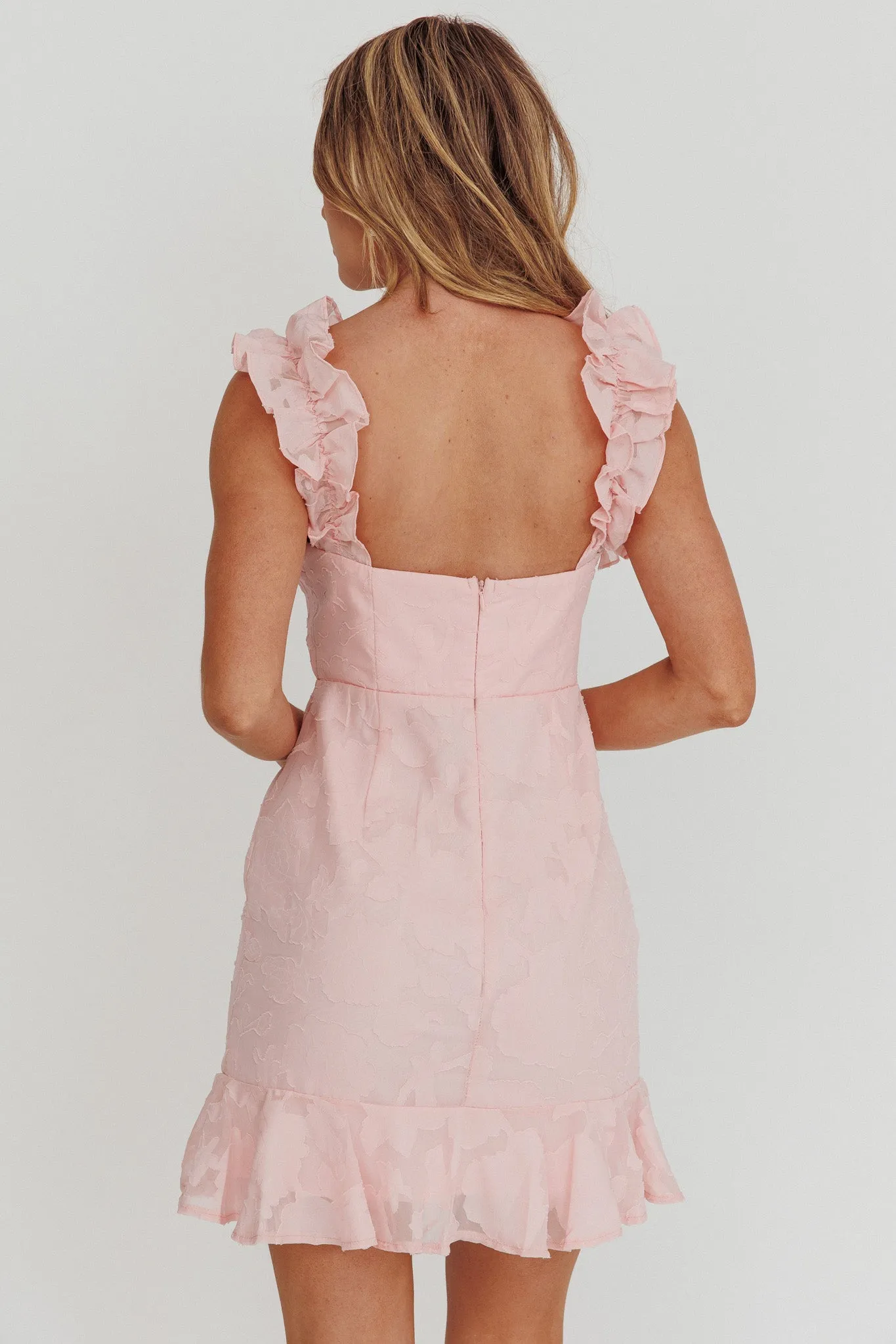 Annie Ruffle Shoulder Mini Dress Pink sold by Selfie Leslie product image thumbnail 2