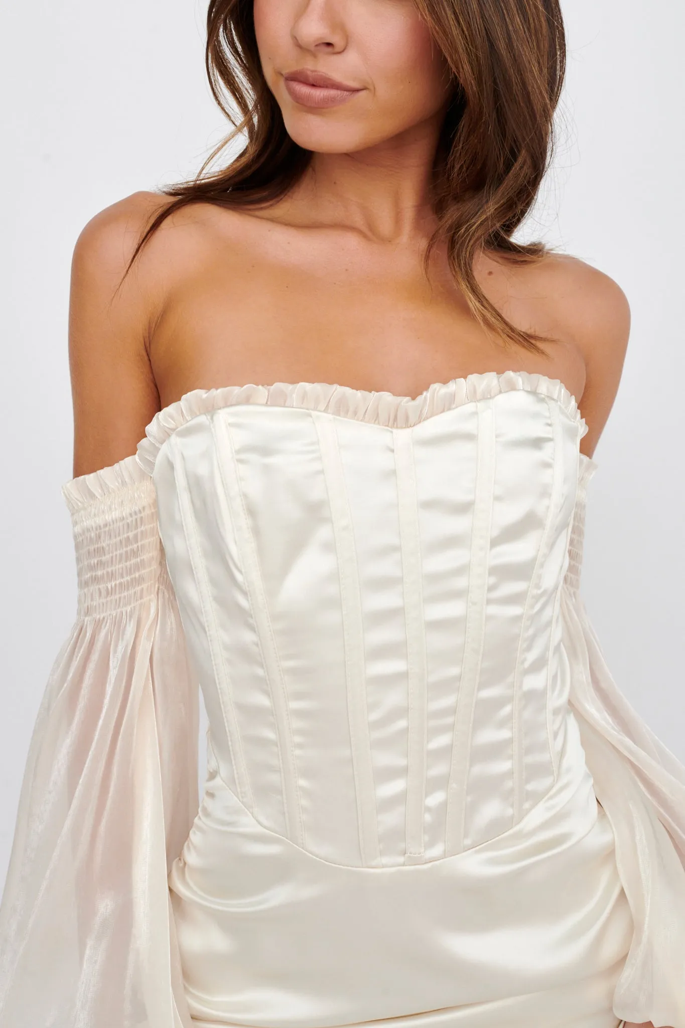 Dance The Night Corset Bodice Mini Dress Cream sold by Selfie Leslie product image thumbnail 4