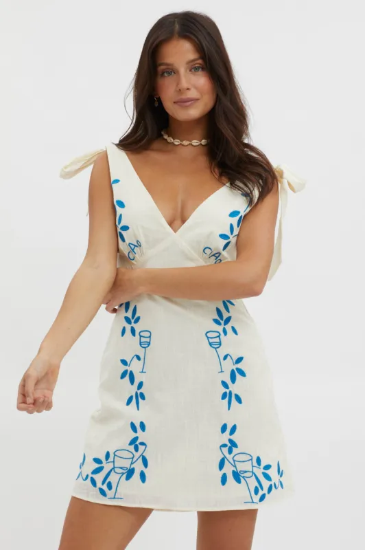 Mykonos Morning Tied Shoulder Mini Dress Beige sold by Selfie Leslie