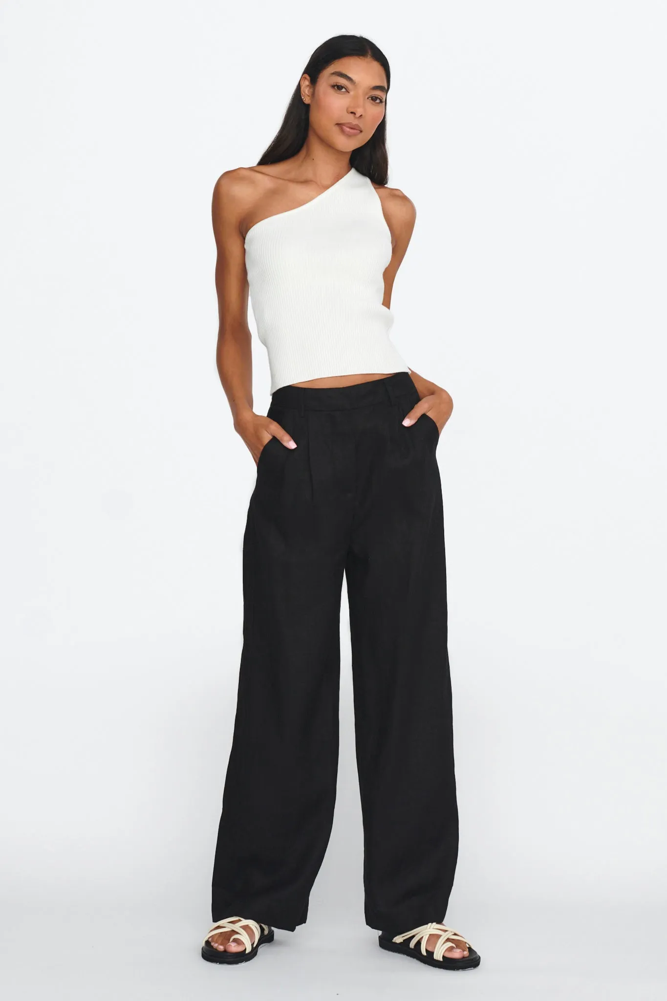 Channy One-Shoulder Ribbed Top White sold by Selfie Leslie product image thumbnail 3