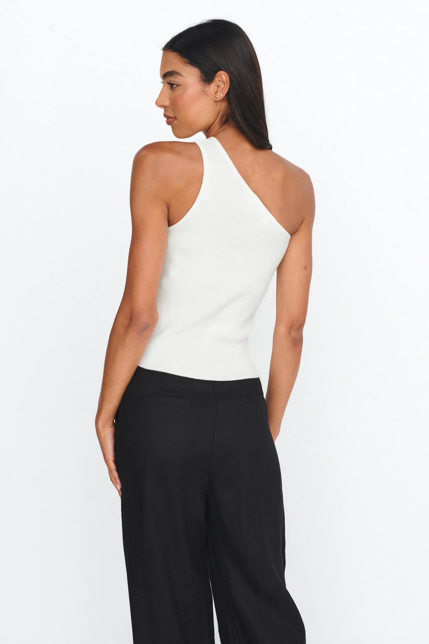 Channy One-Shoulder Ribbed Top White sold by Selfie Leslie product image thumbnail 2
