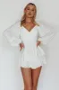 It's Complicated Long Sleeve Flounce Romper White sold by Selfie Leslie