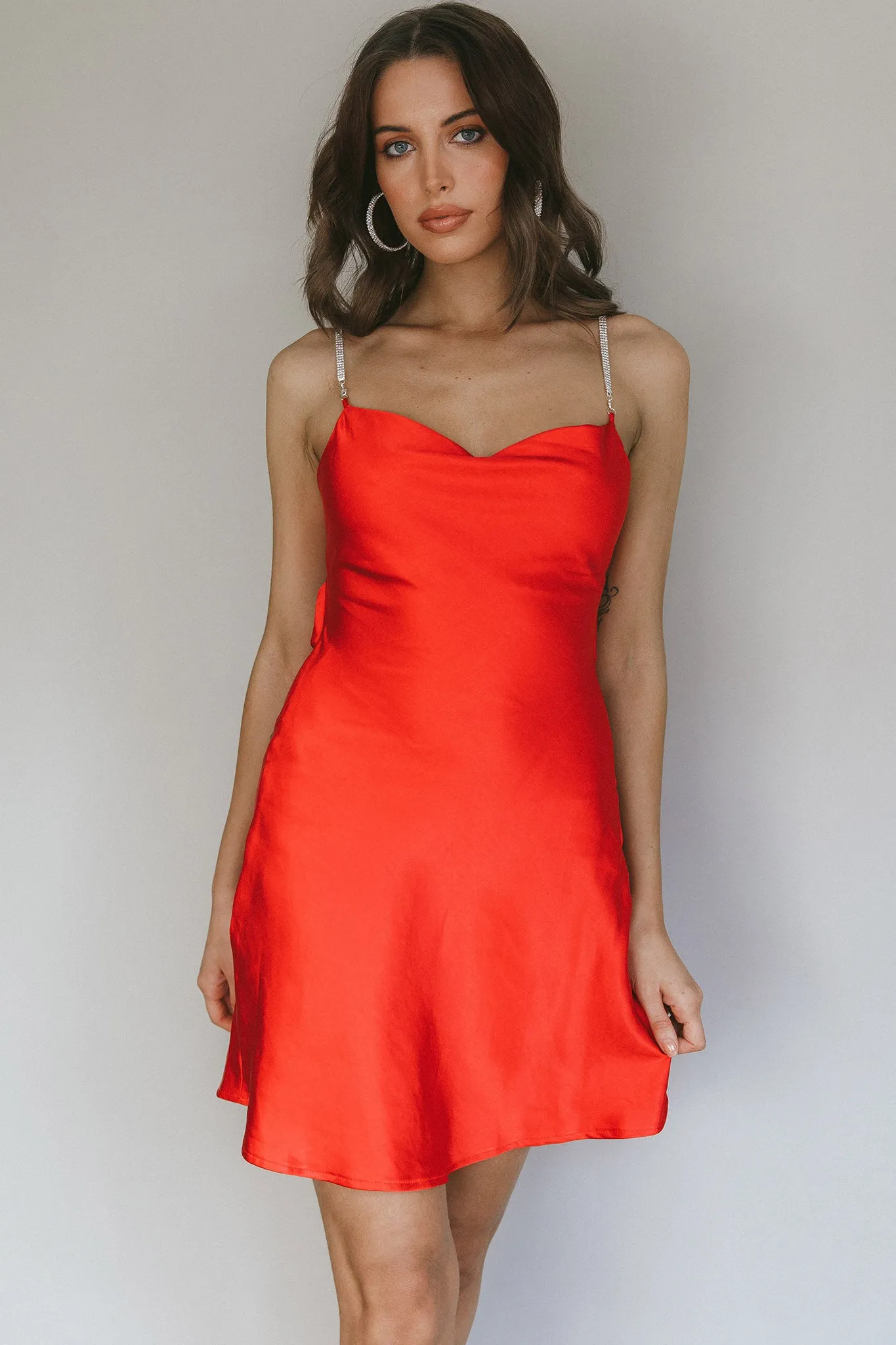 Romance Me Strappy Back Mini Dress Cherry sold by Selfie Leslie product image thumbnail 4