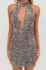 Stay Halter Neck Sequin Mini Dress Silver sold by Selfie Leslie