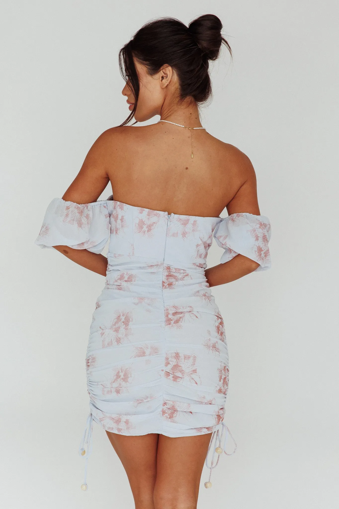 Summer In Paradise Sweetheart Neckline Ruched Side Dress Printed Blue sold by Selfie Leslie product image thumbnail 2