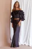 Midnight Mirage Puff Ruffle Crop Top Black sold by Selfie Leslie