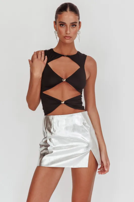 Argyle Cut-Out Sleeveless Top Black sold by Selfie Leslie