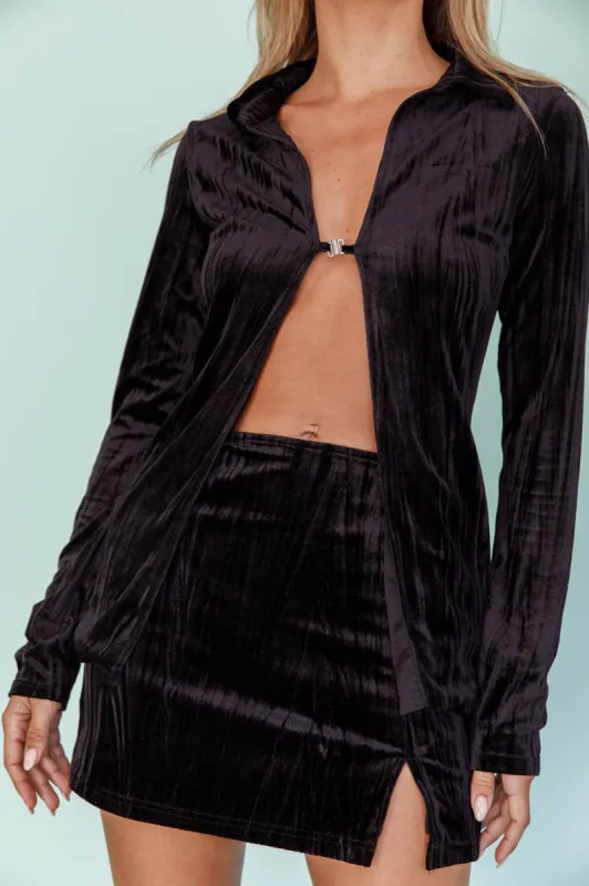 Mirah Open Front Long Sleeve Top Black sold by Selfie Leslie