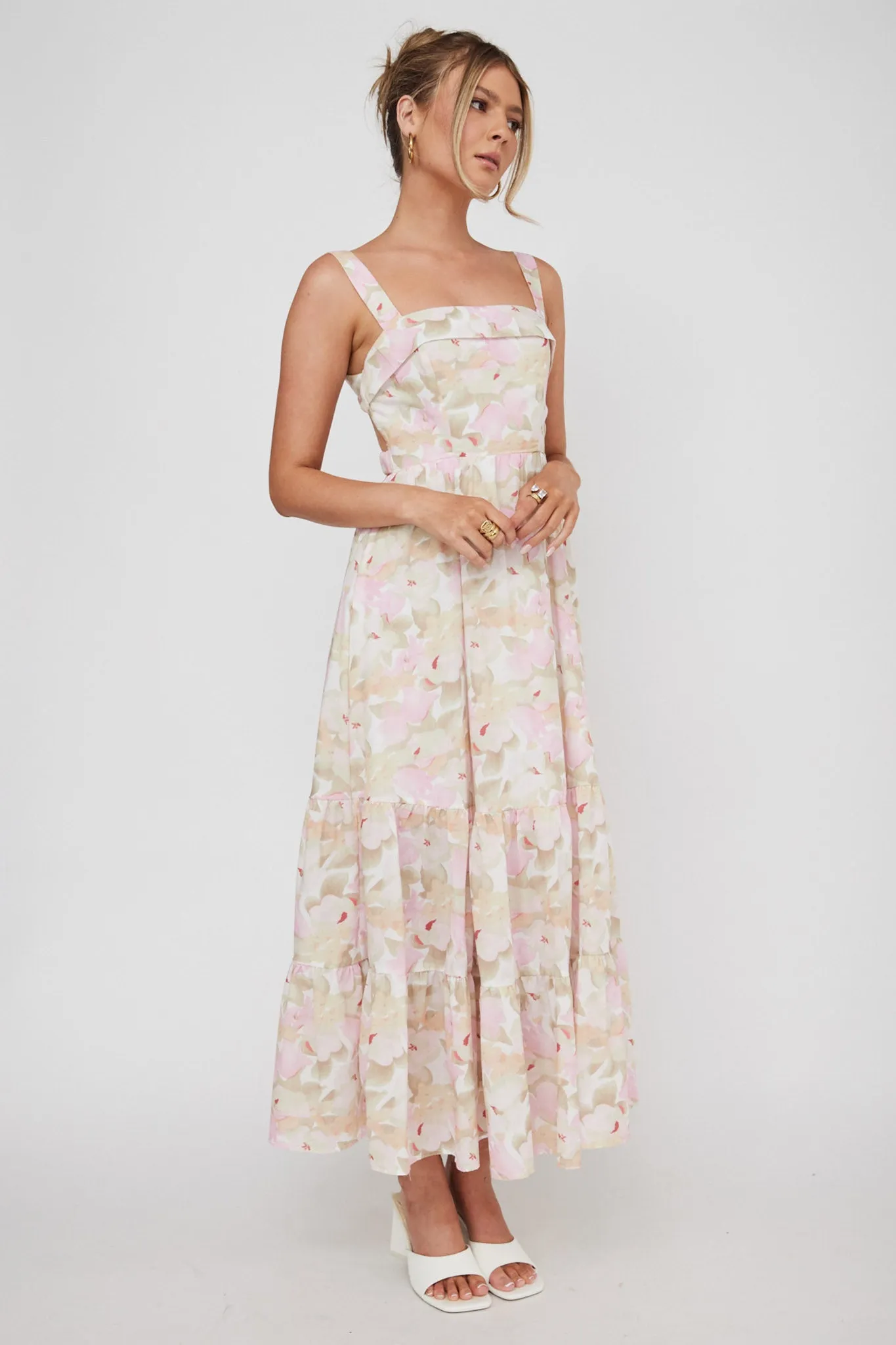 Lisseth Foldover Neckline Midi Dress Floral Pink sold by Selfie Leslie product image thumbnail 3