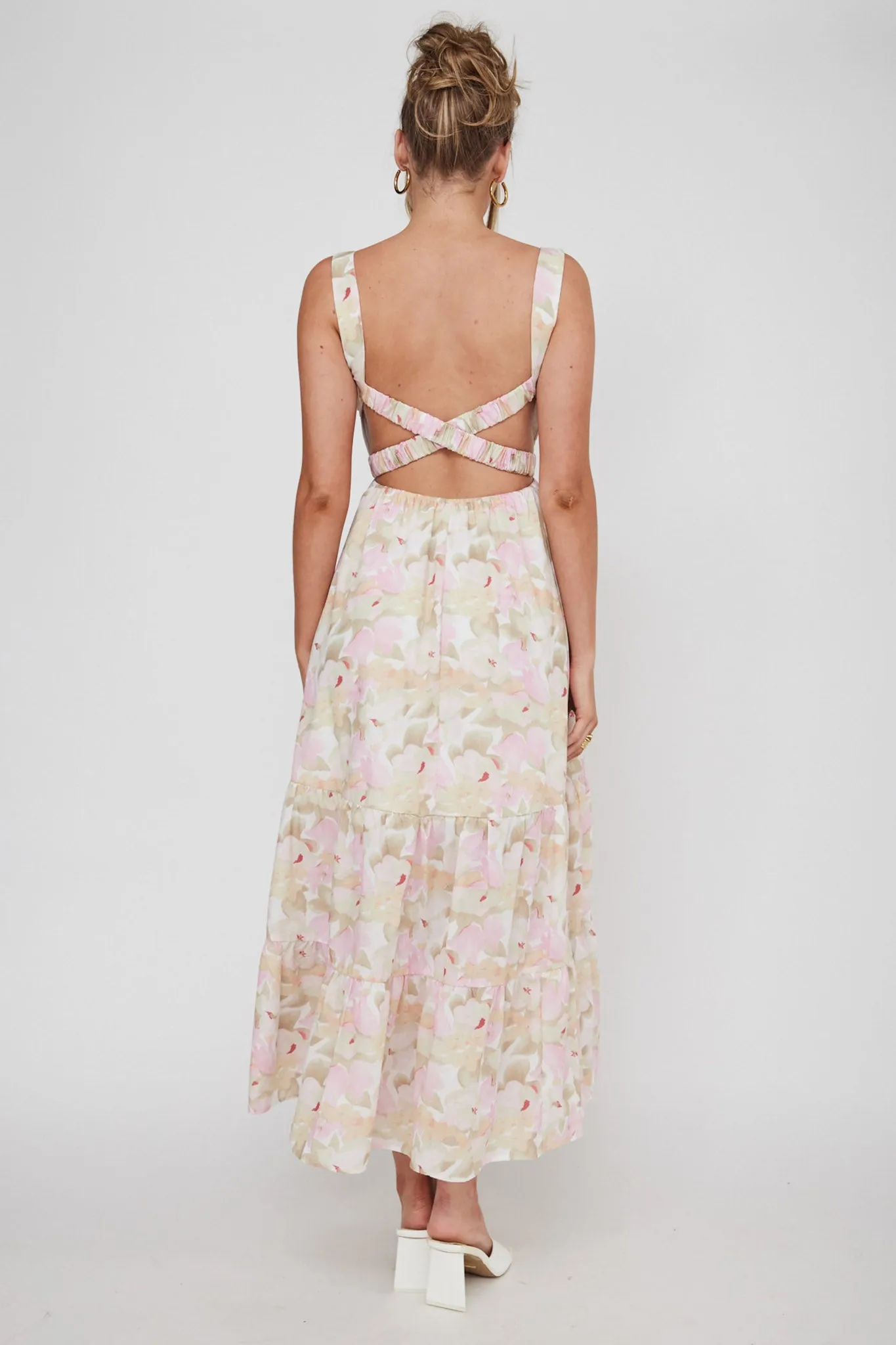 Lisseth Foldover Neckline Midi Dress Floral Pink sold by Selfie Leslie product image thumbnail 2