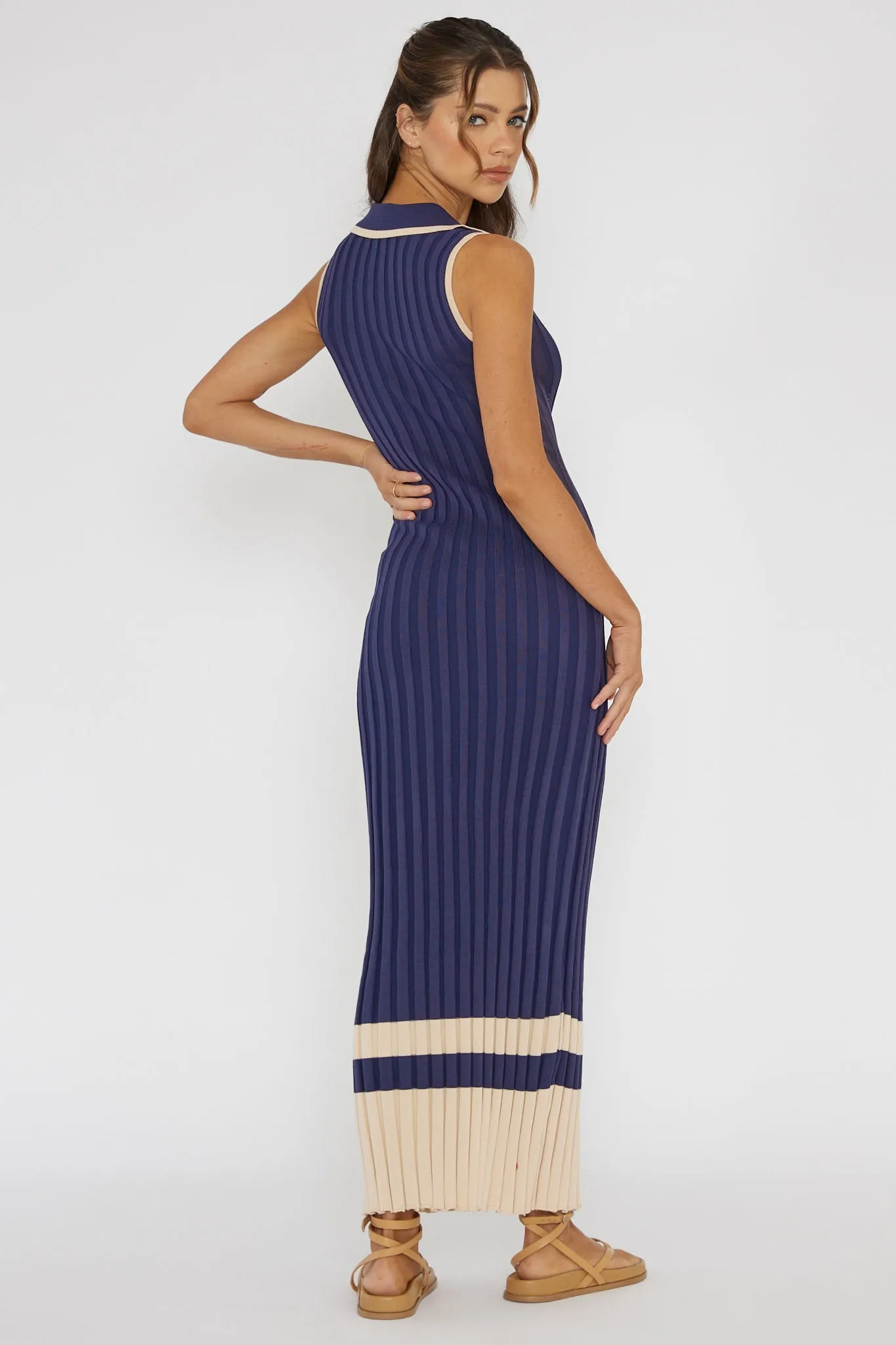 Cayla Button-Up Ribbed Knit Dress Navy sold by Selfie Leslie product image thumbnail 2
