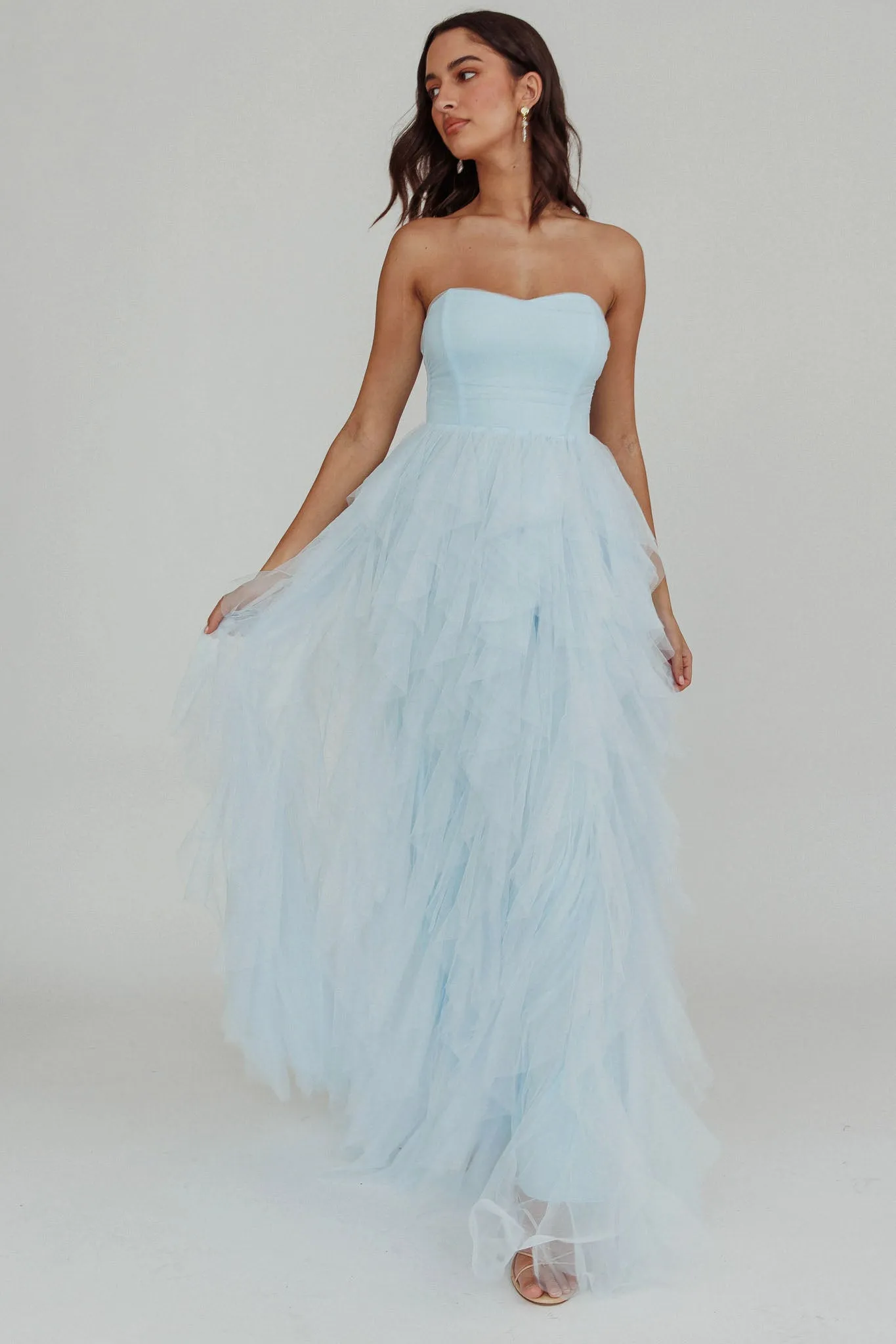 Rori Tulle Cascade Maxi Dress Blue sold by Selfie Leslie product image thumbnail 4