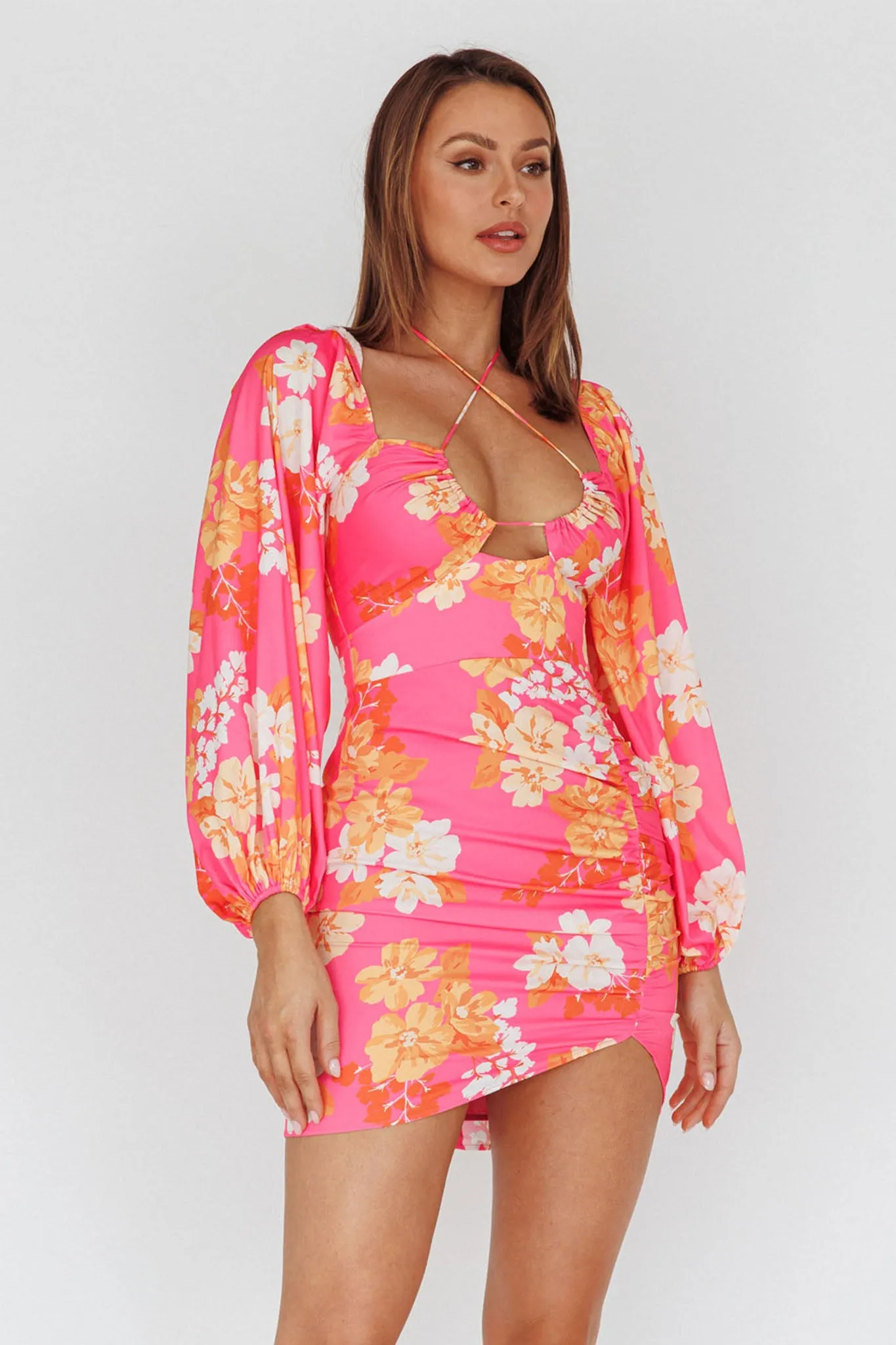 Fly Away Drawstring Bust Dress Floral Pink sold by Selfie Leslie product image thumbnail 5