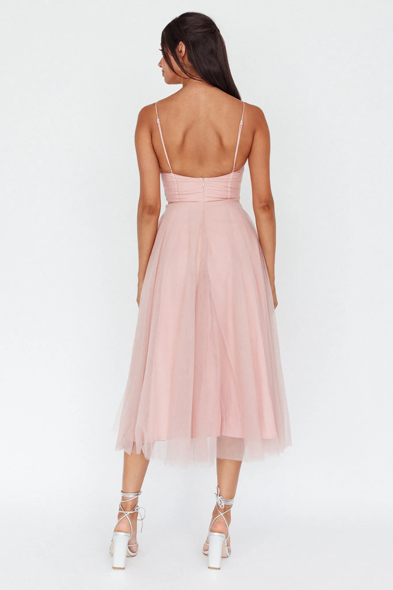 Smitten Lace Insert Tulle Midi Dress Blush sold by Selfie Leslie product image thumbnail 2