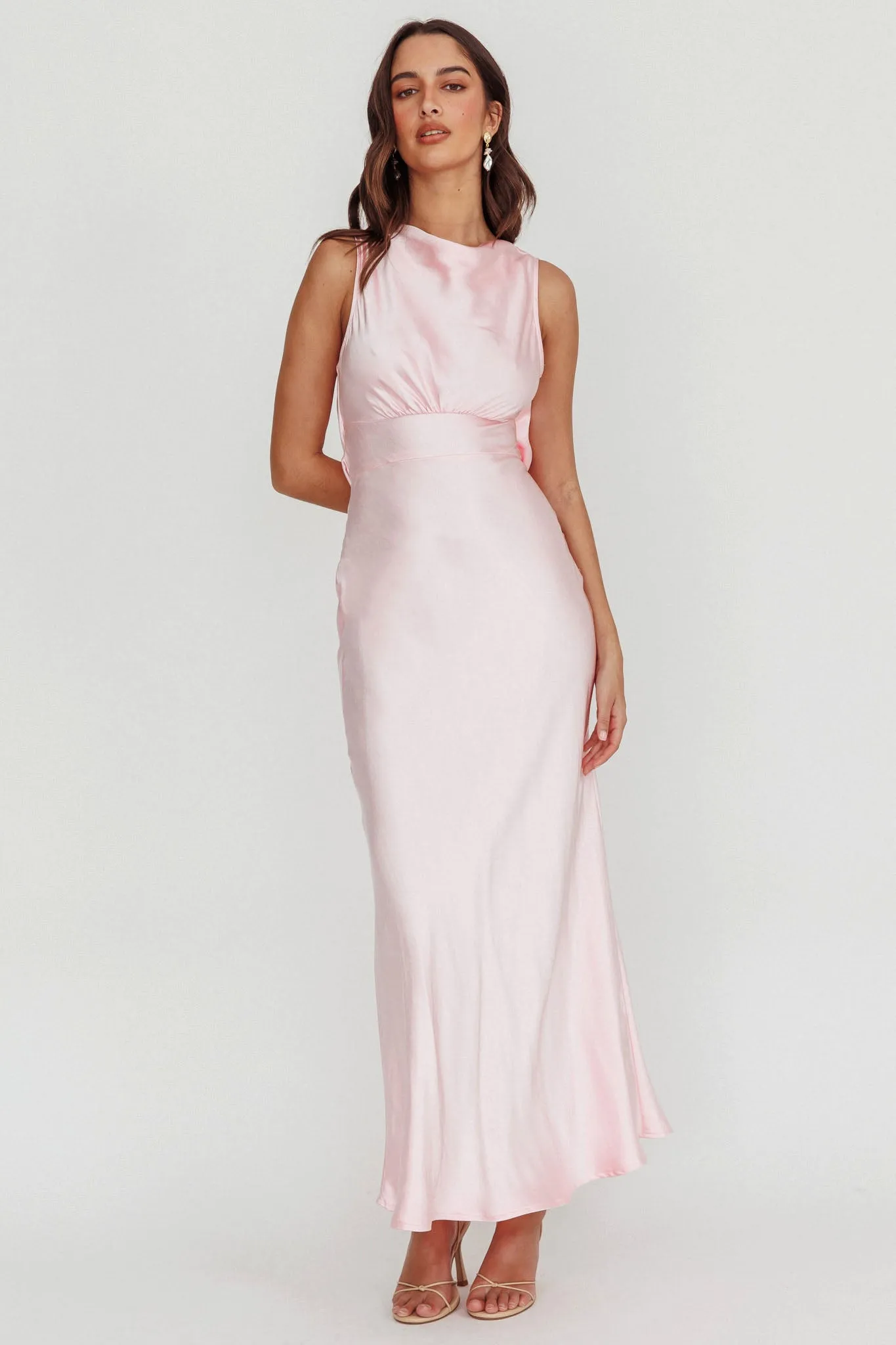 Isabella Satin Backless Maxi Dress Pink sold by Selfie Leslie product image thumbnail 3