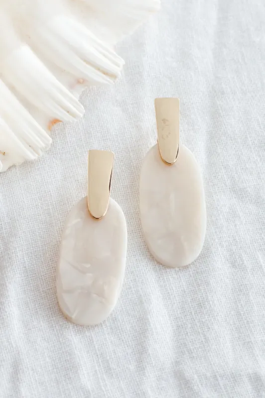 Raquel Acrylic Oval Earrings Oyster sold by Selfie Leslie